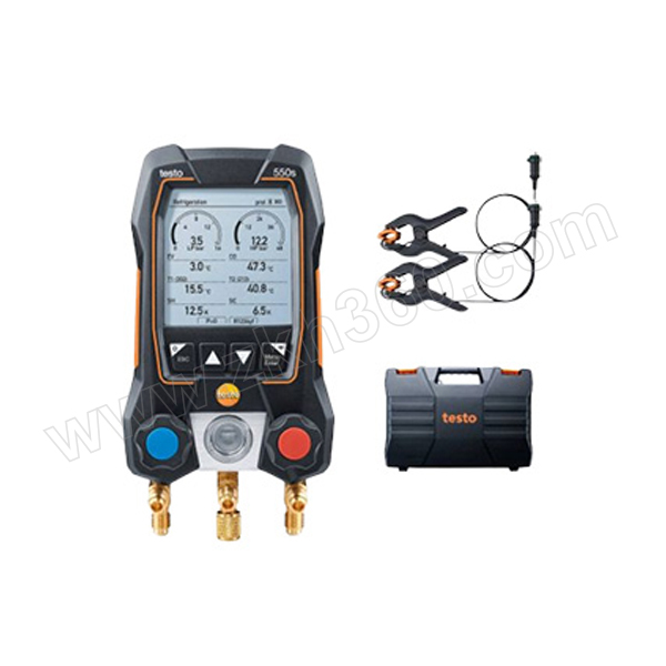 TESTO/德图 智能数显冷媒表 testo 550s 基本套装 包括电池(4xAA)和校准协议 2x有线钳形探头( NTC) 仪器箱 testo Smart App(可免费下载) 使用说明书 1套