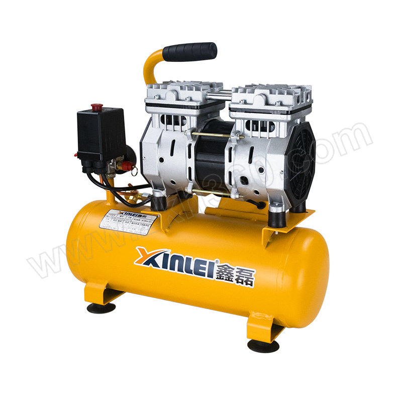鑫磊 无油移动式活塞机 550W-10L 铜线电机赠吹尘四件套 1台 鑫磊无油移动式活塞机 铜线电机活塞机 无油活塞机 鑫磊550W - 10L 活塞式空压机