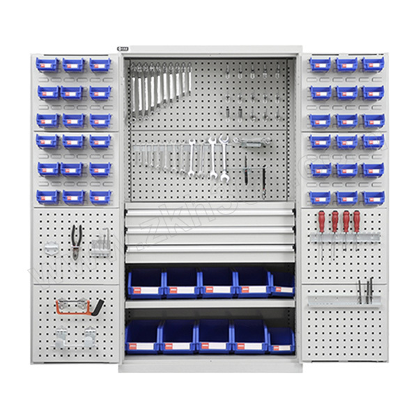 震坤行 1023×500×1800mm 三抽两板挂板式储物柜-性能款 Z202210-GY 2层板 层板均载150kg 含P238工具挂钩/零件盒套装 浅灰色 1个 挂板式储物柜 震坤行Z202210-GY 储物柜 三抽两板储物柜