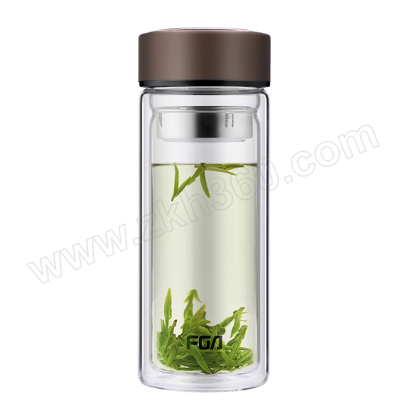 FUGUANG/富光 格调双层玻璃杯 WFB1020-500 500mL 咖啡色 高硼硅玻璃+304不锈钢+PC 1只