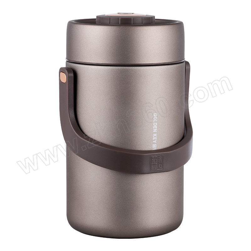 GoldenKey/金钥匙 新魔法防溢焖烧真空便当饭盒 GK-M2300T-K 304不锈钢+PP 2.3L 拿铁咖 1个