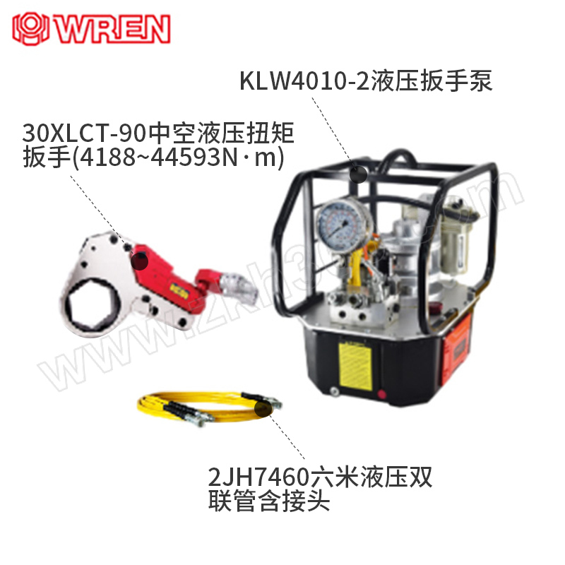 雷恩 30XLCT中空液压扭矩扳手套件配6米双联管及接头 30XLCT-90(4188~44593N·m)+KLW4010-2+2JH7460 不含套筒 1套 中空液压扭矩扳手套件 雷恩中空液压扭矩扳手套件 扭矩范围4188~44593N·m的扳手套件 雷恩30XLCT - 90(4188~44593N·m)+KLW4010 - 2+2JH7460 中空液压扳手