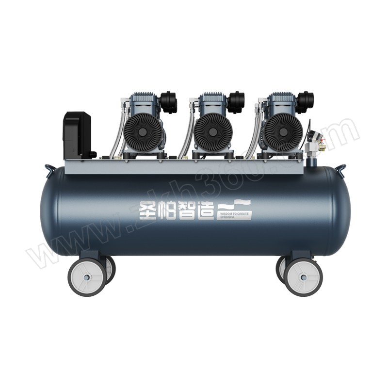 圣帕智造 无油式空气压缩机 SP2000*3-150L 电压380V/50Hz·功率2000W*3· 1台 无油式空气压缩机 圣帕智造SP2000*3 - 150L 圣帕智造空气压缩机 380V空气压缩机 活塞式空压机