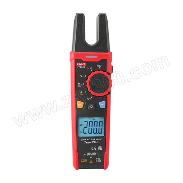 优利德 叉型钳形表 UT256A 1台 优利德叉型钳形表 优利德UT256A 可测交直流电压的钳形表 6000位显示钳形表 数字钳形表