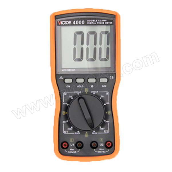 VICTOR/胜利仪器 双钳数字相位伏安表 VICTOR 4000 交流电压0~20V/200V/500V 交流电流0~200mA/3A/10A 相位0~360° 不支持第三方检定 1台