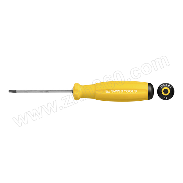 瑞铂 8400RB系列Torx®螺栓用螺丝刀 PB 8400.15-80 YE 4×80mm 1支 4×80mm螺丝刀 PB螺丝刀 PB 8400.15 - 80 YE螺丝刀 Torx®螺栓用螺丝刀 花形螺丝批