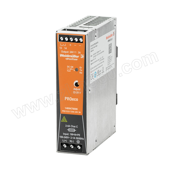 魏德米勒 PRO系列开关电源模块 PRO ECO 72W 24V 3A 1个 魏德米勒PRO ECO 72W24V3A 72W开关电源模块 24V开关电源模块 魏德米勒开关电源模块 开关电源
