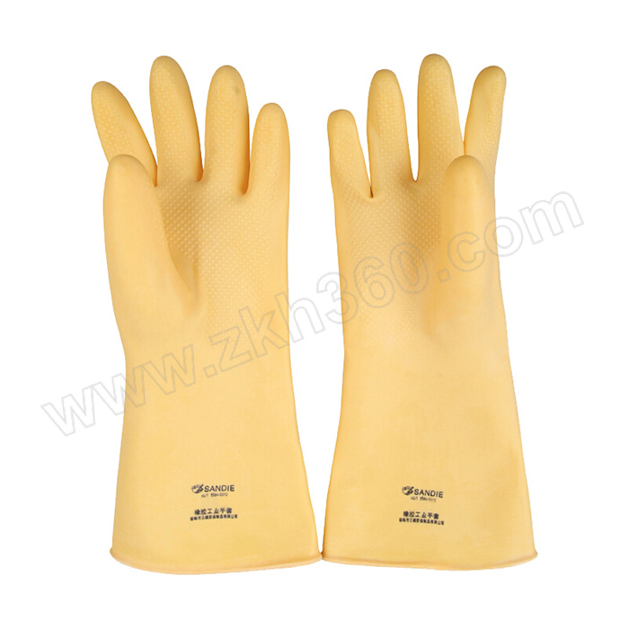 Sandie 三蝶工业耐酸碱橡胶手套加厚b型3xl 黄色600mm 1付 多少钱规格参数图片采购 震坤行