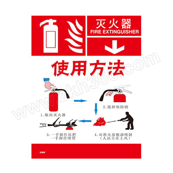 safeware/安賽瑞 消防設備使用步驟標識(滅火器) 20417 200*260mm 1張