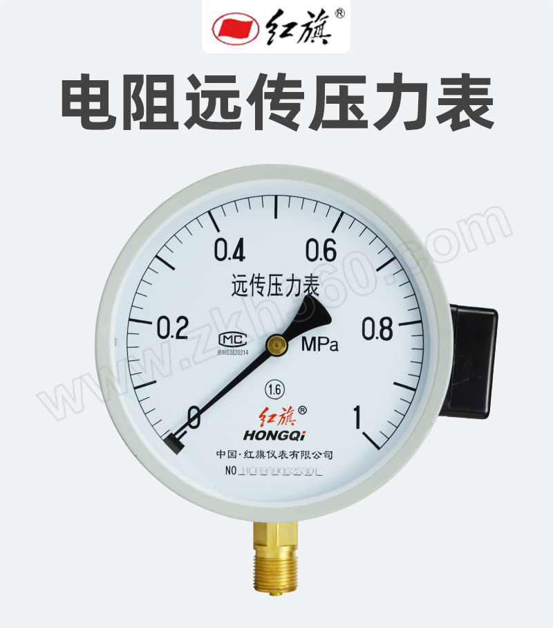 hongqi/红旗 电阻远传压力表 ytz150 量程0~1mpa 1个 销售单位:个